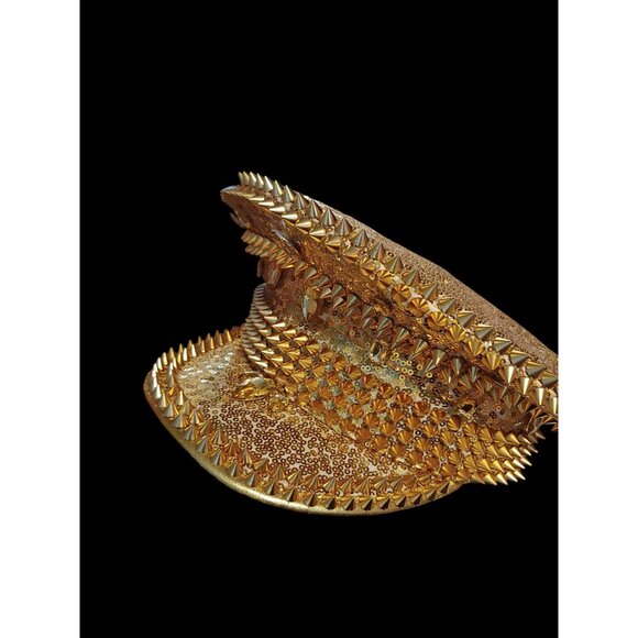 Gold Spike Sequin Captain Hat Punk Rock Masquerade Festival Concert - Picture 5 of 8